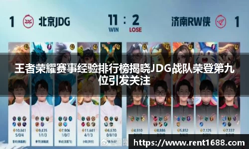 王者荣耀赛事经验排行榜揭晓JDG战队荣登第九位引发关注